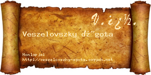 Veszelovszky Ágota névjegykártya