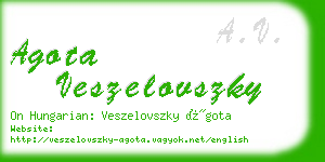 agota veszelovszky business card
